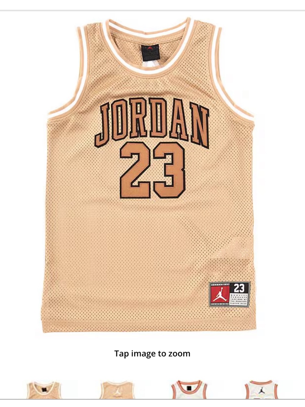 Jordan Kids Beige Mesh Basketball Jersey 23